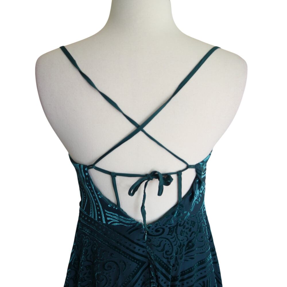 Urban Outfitters Womens Lexi Velvet Cowl Neck Mini Dress Size Medium Green Swing - Picture 6 of 14